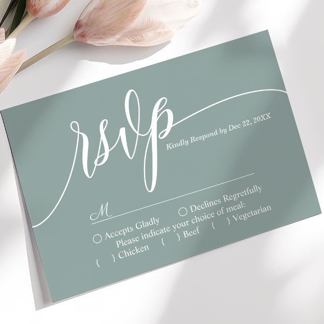 Dusty Aquamarin Simple Script Wedding RSVP Card Karte (Von Creator hochgeladen)