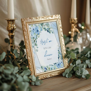 Dusty blau Blumen Silber Vertrauen Sie mir können  Poster