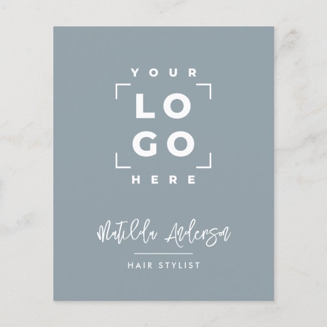 Dusty blau elegant moderne mädchenhafte Preis QR-C Flyer (Hinten)