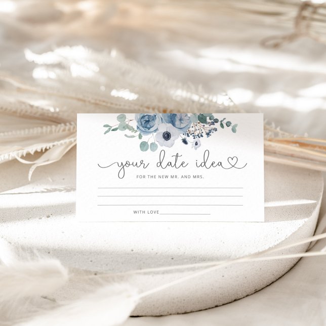 Dusty blau floral Date Nacht Ideen. Datum jar Begleitkarte (Von Creator hochgeladen)