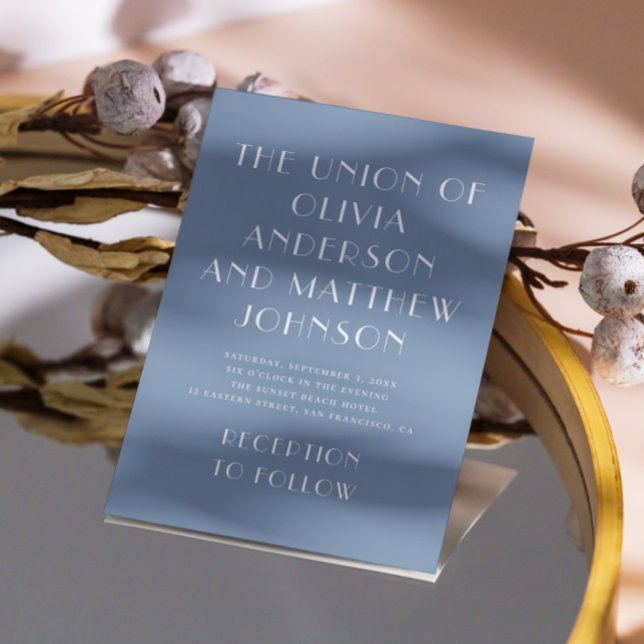 Dusty Blau moderne Typografie Minimalistische Hoch Einladung (Von Creator hochgeladen)