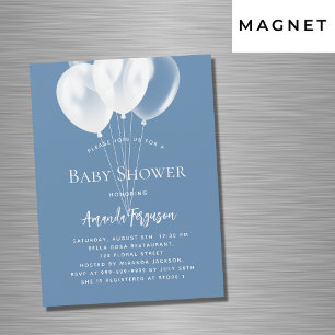Dusty blauen Ballons Junge luxuriöse Babydusche Magneteinladung