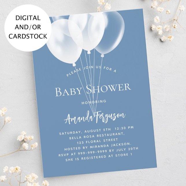 Dusty blauen Ballons Kinderdusche Einladung (Von Creator hochgeladen)