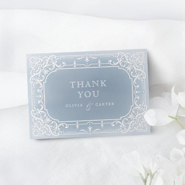 Dusty blauen romantischen Jahrgang Hochzeit danke (Dusty blue romantic vintage wedding thank you)