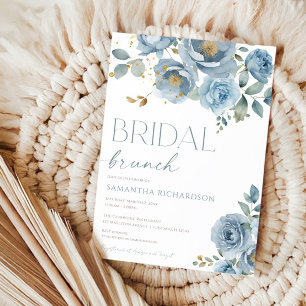 Dusty blauen Rose mit Blumen Brautbrunch Einladung