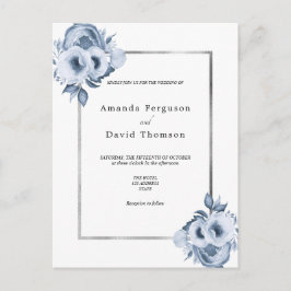 Dusty blauen weißen Blumen Einladung Hochzeit Postkarte