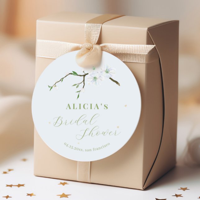 Dusty bläulich-elegantes Frühlingssemble Brautpart Runder Aufkleber (Von Creator hochgeladen)