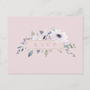 Dusty Bloral Frame Blush Wedding RSVP Song Request Einladungspostkarte