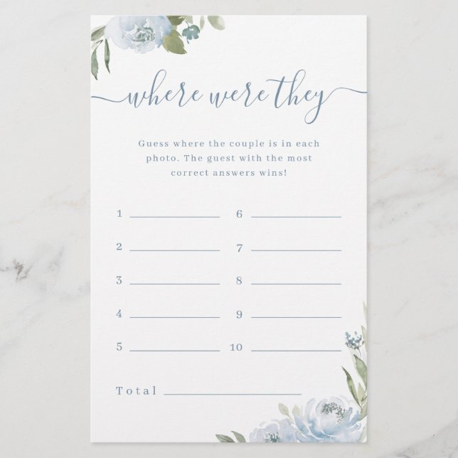 Dusty Bloral wo waren sie Brautparty-Spiel (Vorderseite)