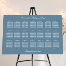 Dusty Blue 21 Table Wedding Seating Chart
