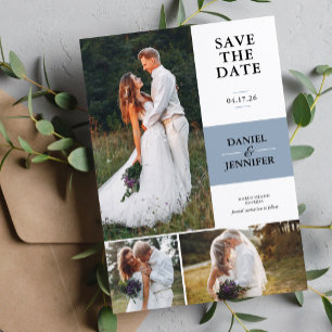 Dusty Blue 3-Foto Gallery Wedding Save the Date