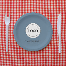Dusty Blue Add Custom Business Company Logo-Party Pappteller