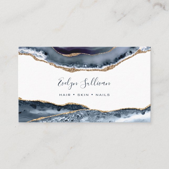 Dusty Blue Agate Business Card Visitenkarte (Vorderseite)