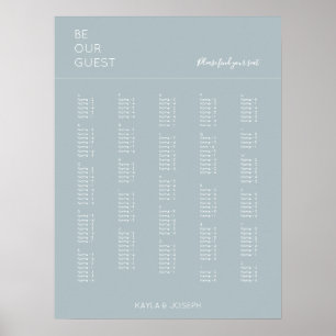 Dusty Blue Alphabetical Wedding Seating Chart Poster