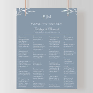 Dusty Blue Alphabetical Wedding Seating Chart Poster