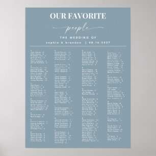 Dusty Blue Alphabetical Wedding Seating Chart Poster