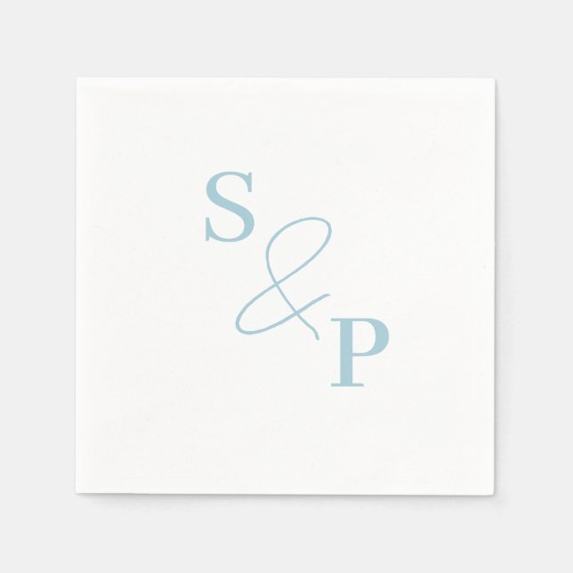Dusty Blue Ampersand Monogram Wedding Napkin Serviette (Vorderseite)