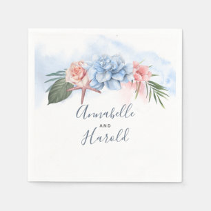 Dusty Blue and Blush Beach Wedding Serviette