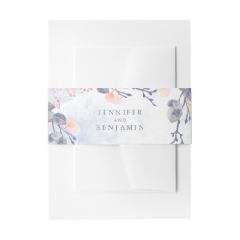 Dusty Blue and Blush Floral Watercolor Wedding Einladungsbanderole