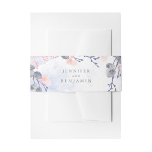 Dusty Blue and Blush Floral Watercolor Wedding Einladungsbanderole