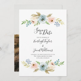 Dusty Blue and Blush Foto Wedding Save the Date