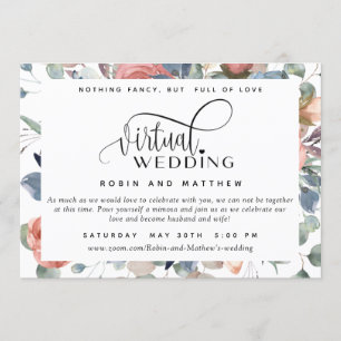 Dusty Blue and Blush, Online Virtual Wedding Einladung