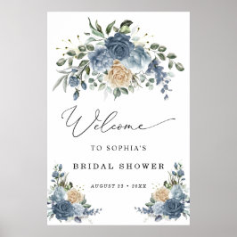 Dusty Blue and Champagne Bridal Shower Welcome Poster