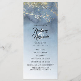 Dusty Blue and Gold Wedding Programme