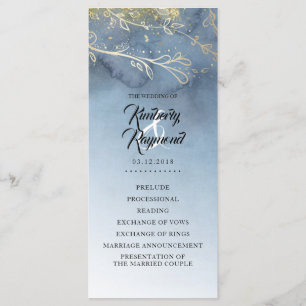 Dusty Blue and Gold Wedding Programme