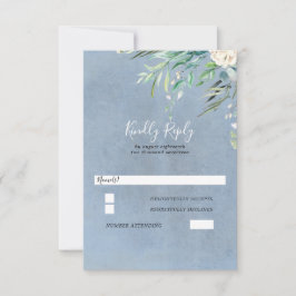 Dusty Blue and Greenerity Wedding RSVP Karte