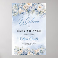 Dusty Blue and Ivory Blume Baby Dusche Empfang