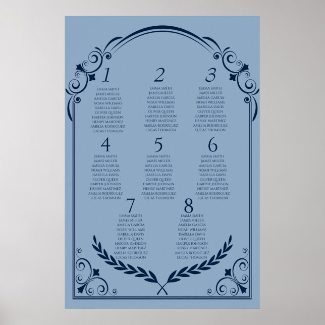 Dusty Blue and Navy Seating Chart Poster 2 of 3 (Vorne)