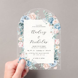 Dusty Blue and Peach Elegant Floral Wedding Acryleinladungen