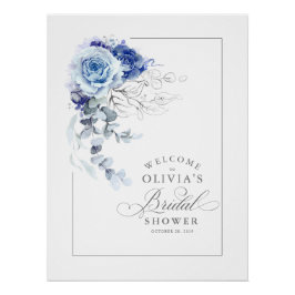 Dusty Blue and Silver Bridal Shower Welcome Poster