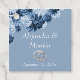 Dusty Blue and Silver Rings Floral Wedding Favor T Geschenkanhänger