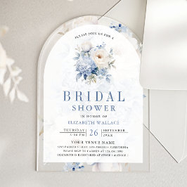 Dusty Blue and White Floral Bridal Shower Acryleinladungen