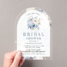 Dusty Blue and White Floral Bridal Shower Acryleinladungen