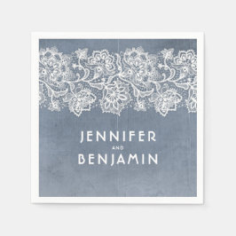 Dusty Blue and White Lace Elegant Serviette