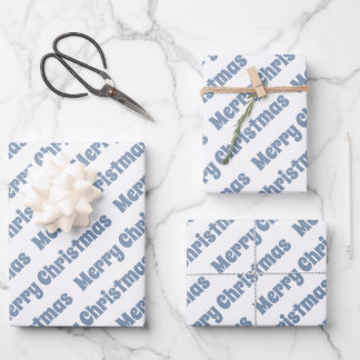 Dusty blue and white Merry Christmas holiday Geschenkpapier Set