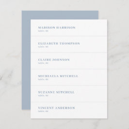Dusty Blue and White Wedding Place Name Card DIY Einladung