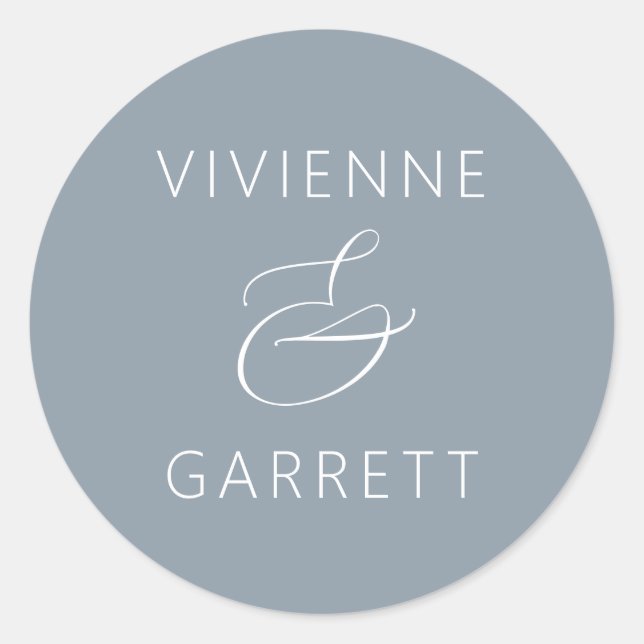 Dusty Blue and White Wedding Umschlag Aufkleber (Vorderseite)