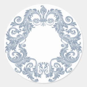 Dusty Blue Antique Wirbel Runder Aufkleber