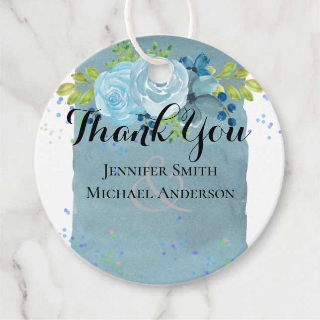 Dusty Blue Aquamarin Wedding Trending Budget Geschenkanhänger (Vorderseite)