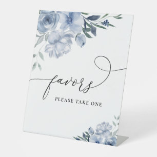 Dusty Blue Aquarell Blume bevorzugt Zeichen Sockelschild