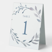 Dusty Blue Aquarell Tischnummer 1 Zeichen