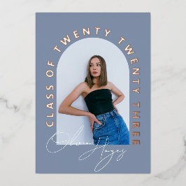 Dusty Blue Arch Foto Abschluss Folieneinladung