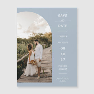 Dusty Blue Arch Foto Save the Date Magnetkarte