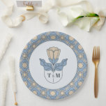 Dusty Blue Art Nouveau Monogram Wedding Paper Pappteller<br><div class="desc">Serve your wedding cake or appetizers in style with these elegant Art Nouveau paper plates. Featuring a sophisticated dusty blue floral border and a personalized monogram, these high-quality plates add a vintage touch to your reception, bridal shower, or rehearsal dinner. The timeless botanical design makes them a beautiful yet practical...</div>