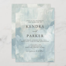 Dusty Blue Artistic Abstrakt Brushstrikes Wedding