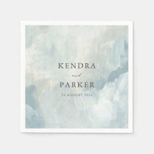 Dusty Blue Artistic Abstrakt Brushstrikes Wedding Serviette